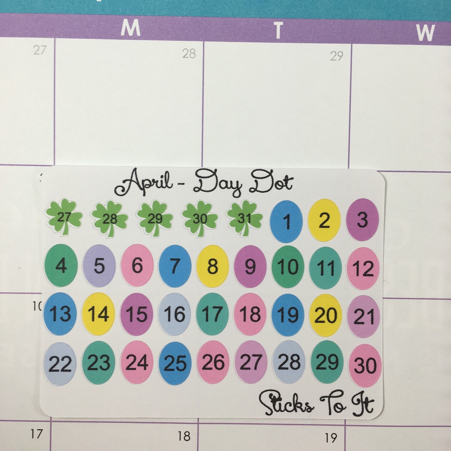 April Monthly Day Dot Stickers ECLP Mambi Inkwell | Etsy