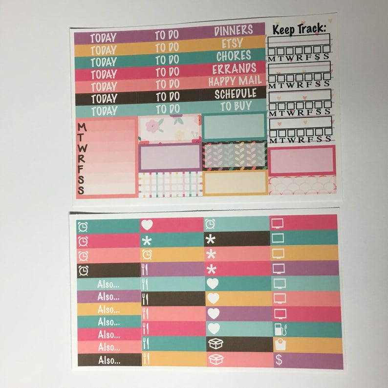 Pretty in Spring ECLP Weekly Kit Mambi Happy Planner Stickers Check Lists Daily Boxes Washi Strips