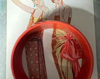 Rare Marion Godart French Carved Lucite Bangle Bracelet