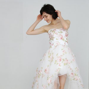 Floral Organza Hi Low Wedding Dress image 1