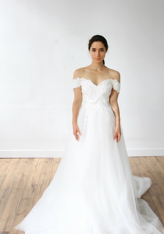Off The Shoulder Ball Gown Wedding Dress Etsy