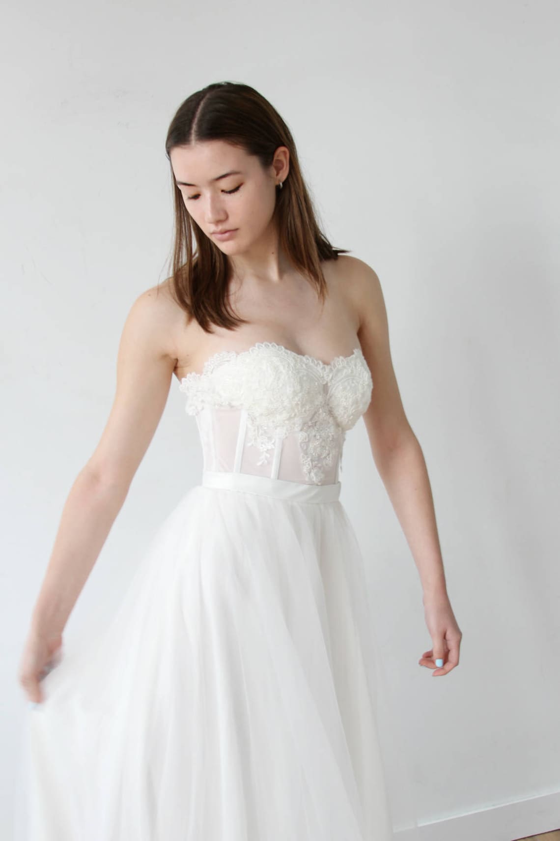 Strapless Bustier Elegant Lace Wedding Dress - Etsy
