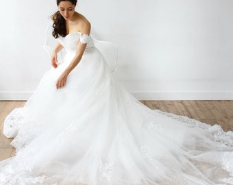 Couture Statement Cathedral Train Ball Gown Wedding Dress