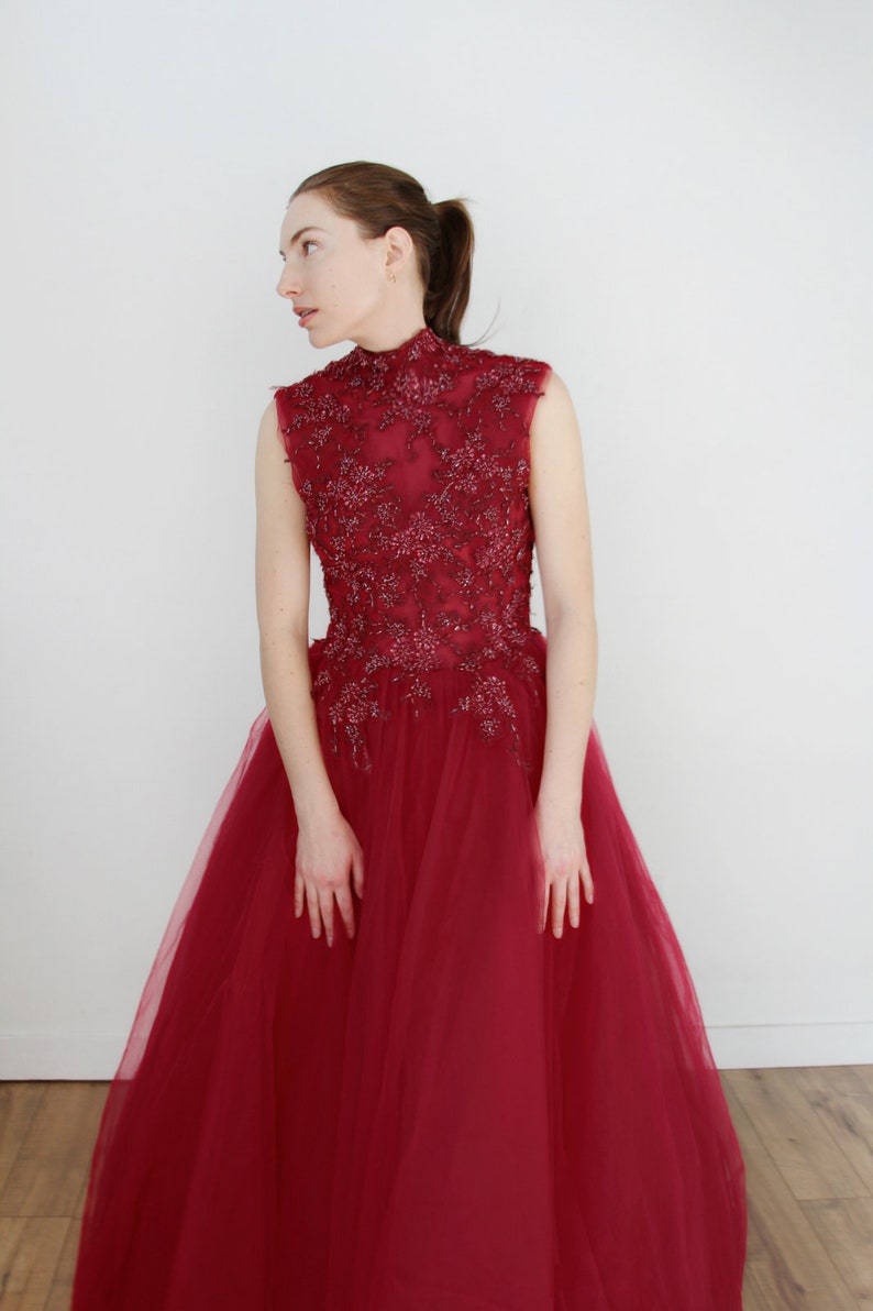 Red High Collar Dress