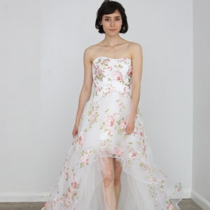 Floral Organza Hi Low Wedding Dress image 2