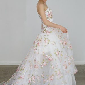 Floral Organza Hi Low Wedding Dress image 3