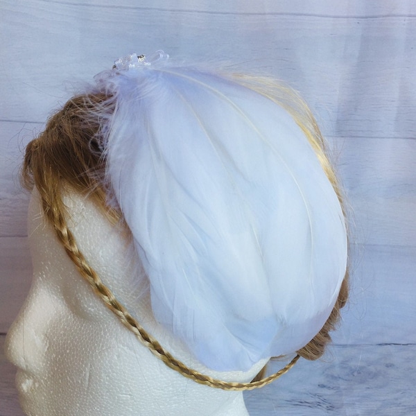 Swan Lake Ballet Feather Headpiece, Natural White Feather Tiara, Ballet Headpiece, Ballerina Hair accessory, Ice skating hairdresser