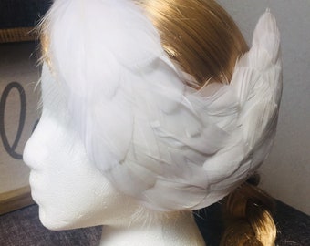 Swan Lake Ballet Feather Headpiece Christmas Gift,Curved Natural Feathers Ballet Headpiece, Ballerina Hair accessory, Ice skating hairdress.