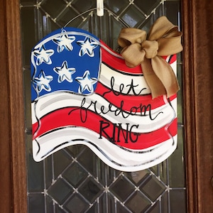 American Flag door hanger, patriotic door hanger, 4th of July door decor, summer door hanger