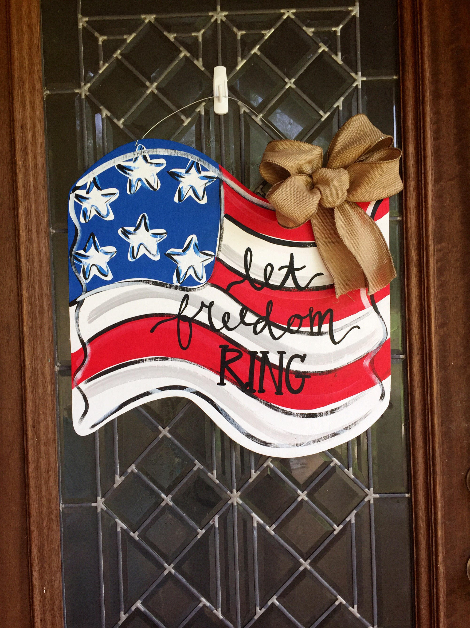 American Flag door hanger patriotic door hanger 4th of July Etsy