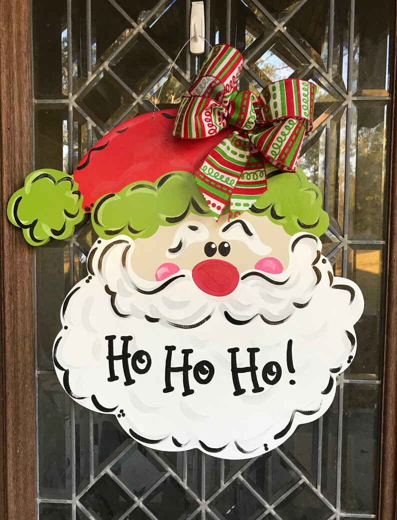 Santa Claus door hanger Merry Christmas door hanger Santa door Etsy
