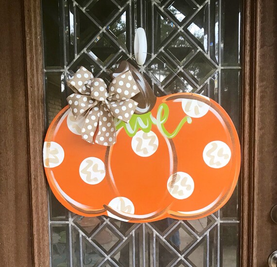 Pumpkin door hanger Fall door hanger Pumpkin door sign Fall wreath