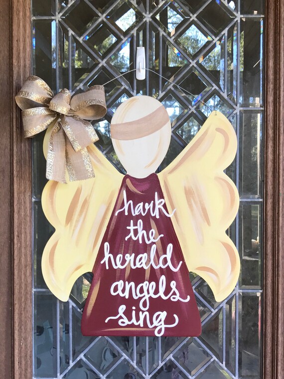 Christmas Angel Door Sign Christmas Door Hanger Angel Door Etsy