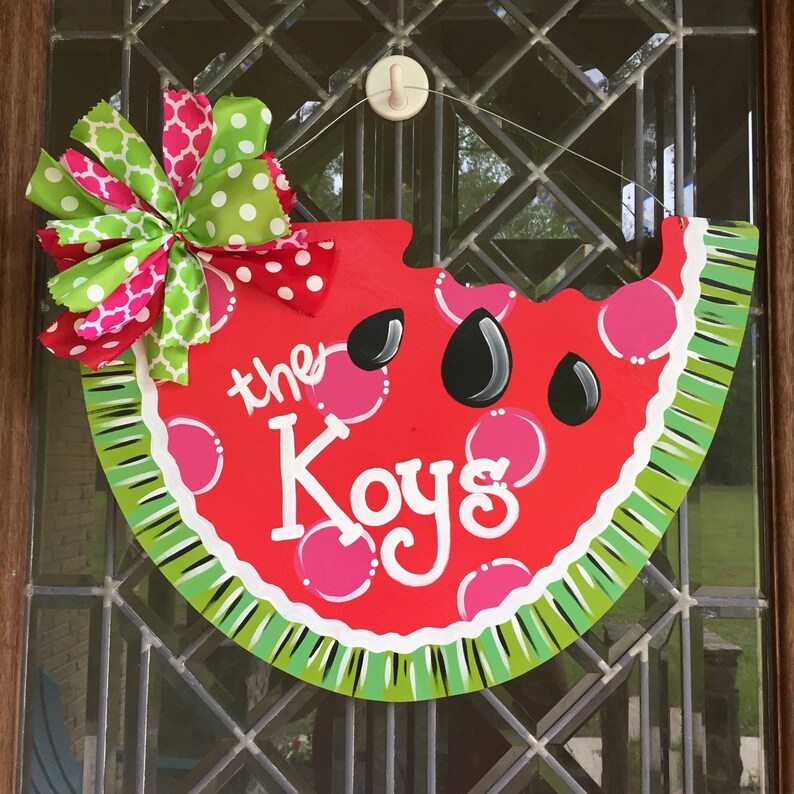 Watermelon door hanger Summer door hanger Watermelon wreath Etsy