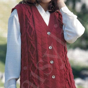 Instant PDF Download ladies waistcoat gilet 28 to 44 inch bust  knitting pattern (81)