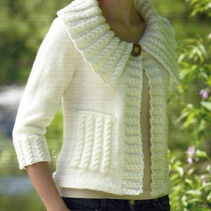 Instant PDF Download ladies ladies Aran jacket knitting pattern 32 to 42 inch (2613)