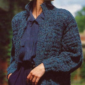 PDF Instant Download ladies chunky jacket knitting pattern 32 to 42 inch (2702)