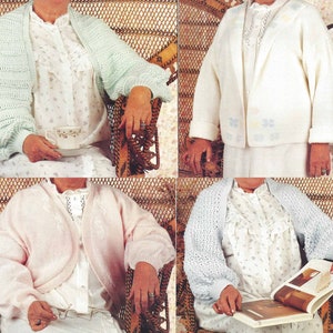 Instant PDF Digital Download ladies 4 ply & double knit bed jackets  32 to 46 inch knitting patterns (2490)