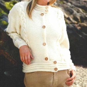 Instant PDF Digital Download ladies girls Aran jacket knitting pattern 32 to 40 inch (2835)