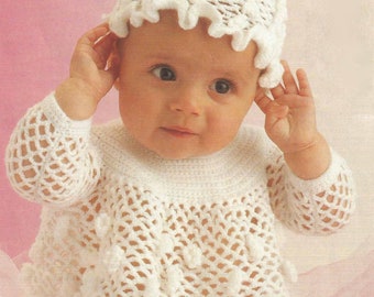 Baby Angel Top & Hat Crochet Pattern ~ Birth - 1 Year ~ 4 Ply Wool