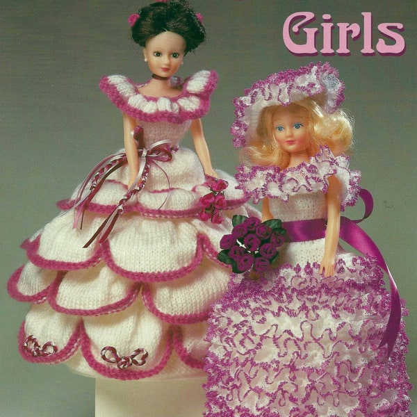 PDF Instant Digital Download toilet roll cover dolls knitting pattern Rose Girl, Frilly Girl (2612)