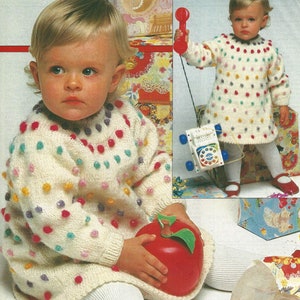 PDF Instant  Digital Download baby girls pretty easy knit dress 18 months to 2 years knitting pattern (2246)
