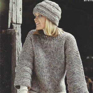 PDF Instant Digital Download ladies easy knitting pattern super chunky swetater hat (2428)