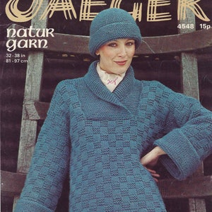 Instant PDF Digital Download ladies easy knit overtop sweater & hat knitting pattern  (2164)