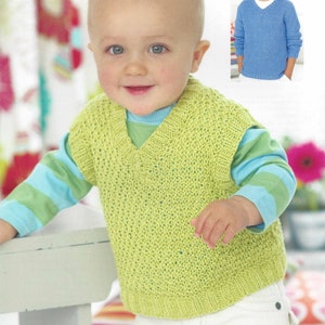Instant PDF Digital Download baby sweater & tank top knitting pattern 0 to 7 years knitting pattern (2463)