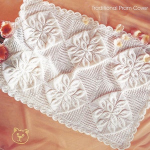 Instant PDF Digital Download baby pram cover knitting pattern 4 ply (2351)