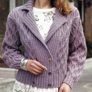 PDF Instant Digital Download ladies girls Aran short jacket cardigan knitting pattern 30 to 40 inch (209)