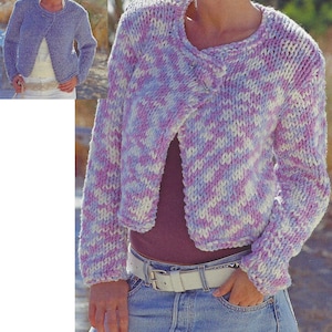 PDF Instant  Digital Download ladies easy fast super chunky jacket knitting pattern 32 to 42 inch (2187)