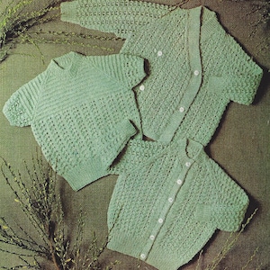 Instant digital download PDF baby cardigan cross over coat sweater knitting pattern 20 to 26 inch (1838)
