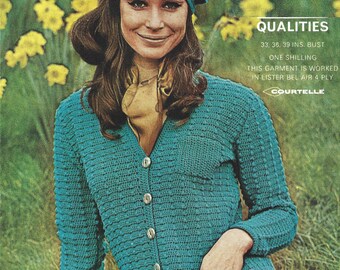 PDF Instant Download ladys crochet jacket & beret pattern 33/39 inch 4 ply (921)