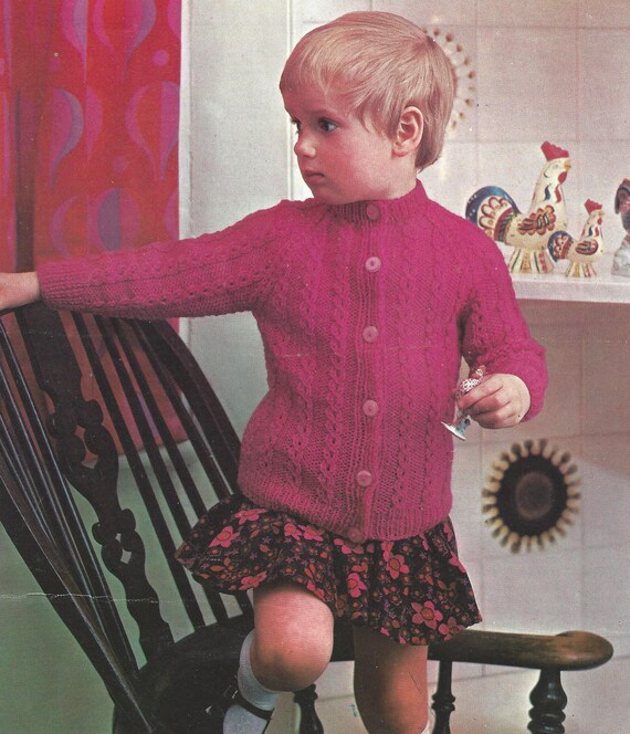 Free Almost Pdf Instant Digital Download Childs Cardigan 22 To 26 Inch Double Knit 1618