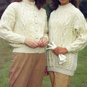 PDF Instant  Digital Download ladies chunky or aran yarn jacket sweater knitting pattern 32 to 42 inch (199)