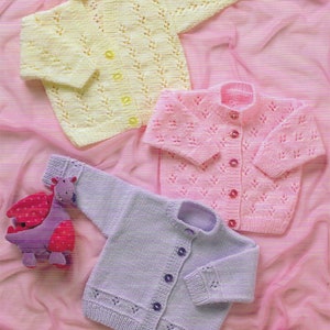 PDF Instant Digital Download premature baby doll cardigans 12 to 22 inch knitting pattern 615 image 1