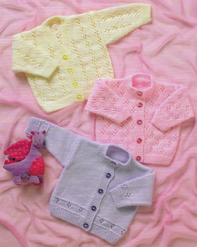 PDF Instant Digital Download premature baby doll cardigans 12 to 22 inch knitting pattern 615 image 1