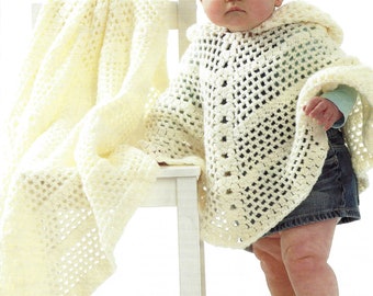 PDF Instant Digital Download baby crochet poncho & shawl pattern 20 to 24 inch (1535)