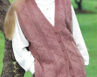 PDF Instant Digital Download ladies waistcoat knitting pattern double knit 30/40 inch (1295)