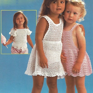 PDF Instant Digital Download baby knitted and crochet pinafore dresses & crochet top pattern 20/26 inch (1236)
