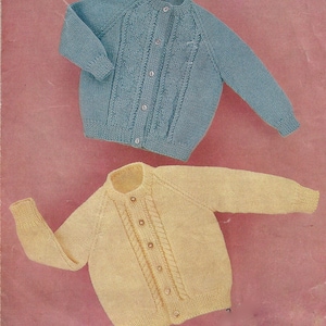 Instant PDF Digital Download baby childs cardigans knitting pattern double knit 20/22 inch (1330)