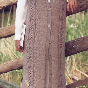 Instant PDF Digital Download PDF ladies girls long line gilet knitting pattern sizes 28 to 38 inch knitting pattern (1764)