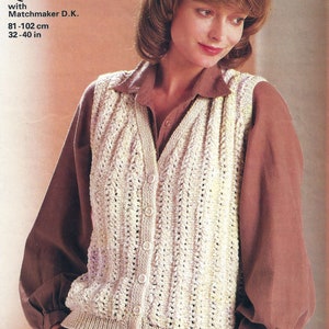 PDF Instant Digital Download ladies gilet knitting pattern double knit 32 to 40 inch (1663)