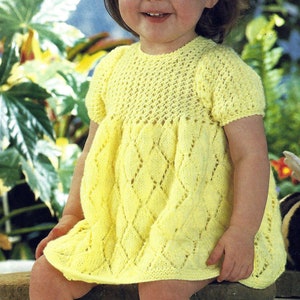PDF Instant Digital Download baby child girls dress knitting pattern 18 to 20 inch (1544)