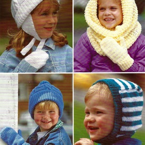 PDF Instant  Digital Download baby boy girl hats & mitts knitting pattern 2 to 12 years (862)
