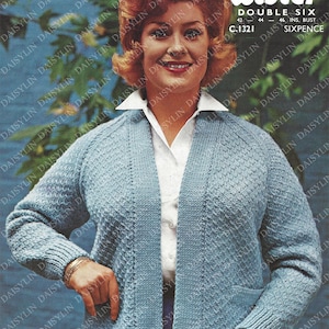 PDF Instant Download  ladies edge to edge jacket larger sizes 42/46 inch knitting pattern (316)