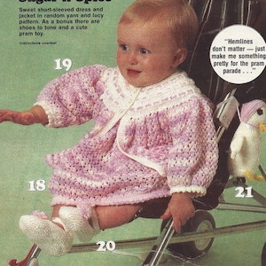 PDF Instant  Digital Download baby dress coat shoes toy knitting pattern double knit (1890)