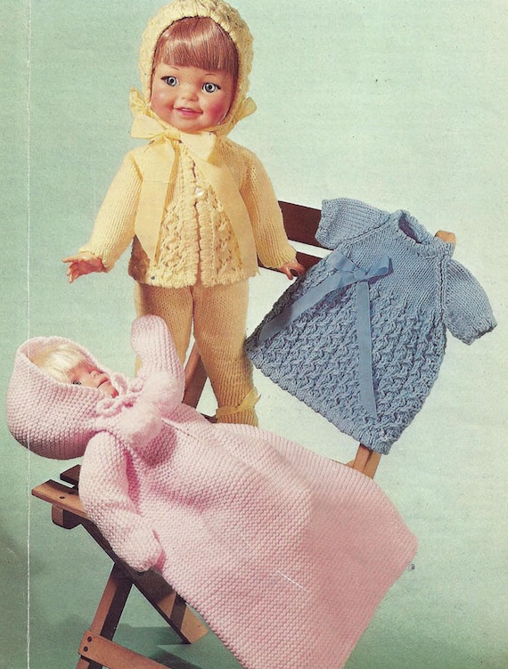 PDF Instant Digital Download baby doll premature sleeping bag coat leggings bonnet knitting pattern 2107