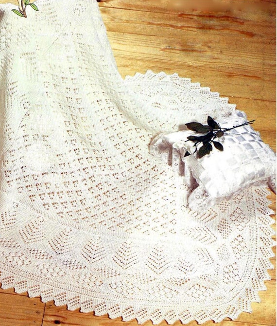 Instant PDF Digital Download baby square lace shawl tree of life knitting pattern 2097
